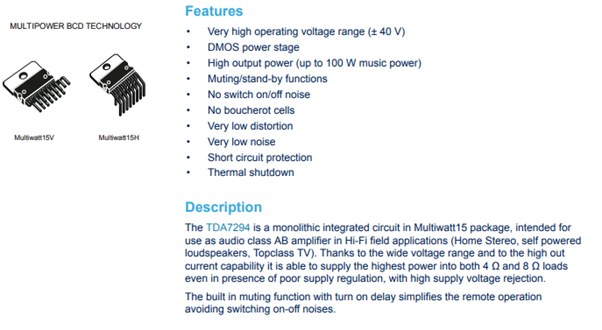 TDA7294 Datasheet page 1