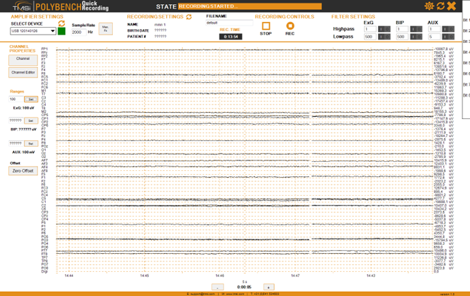 Polybench interface during recording